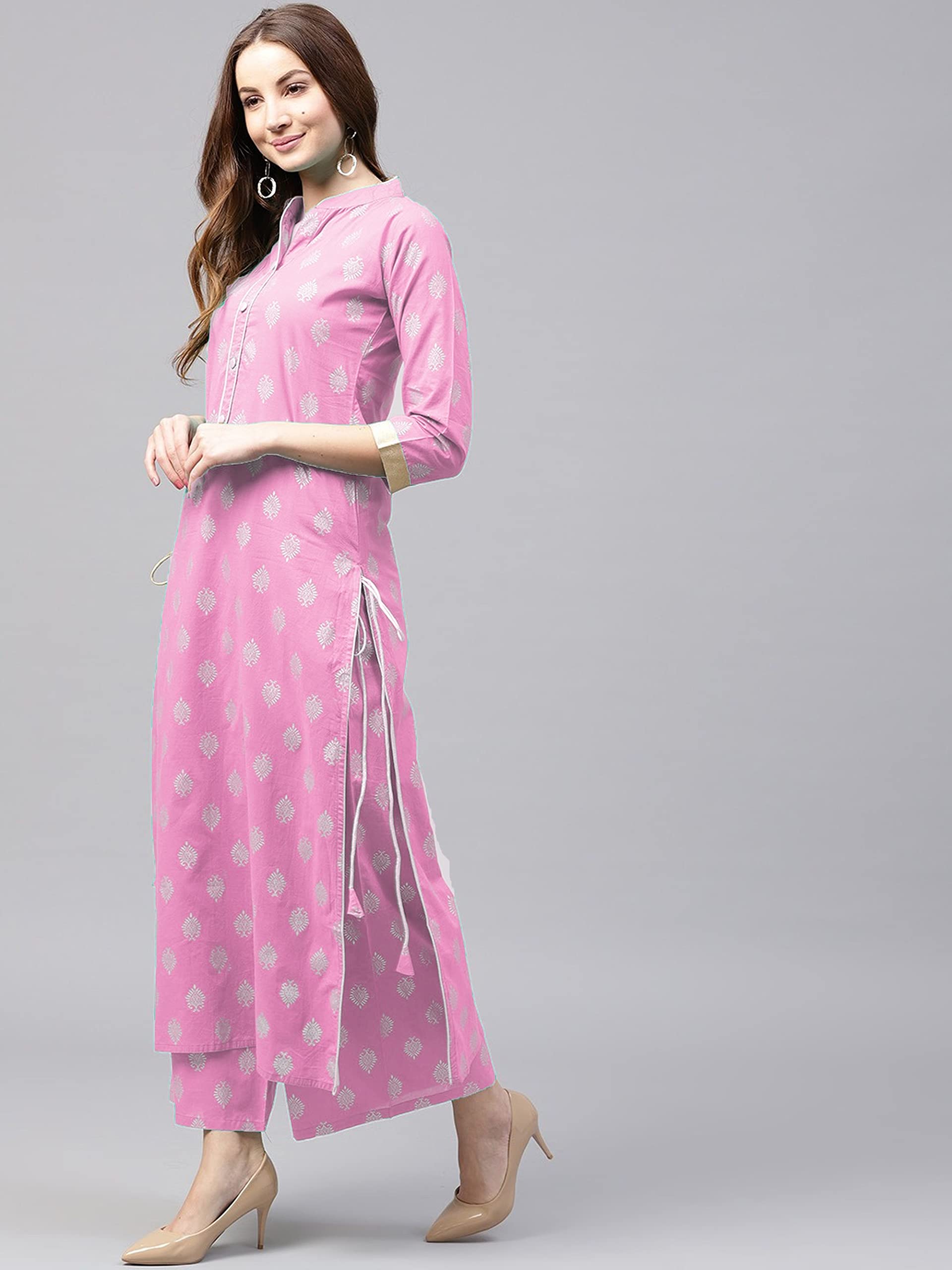 Anni Designer Women'S Cotton Straight Kurta With Palazzo (Kur103)