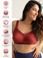 Nykd (Nyb190 Cotton Non Padded & Non Wired Everyday Lace Bra For Women | Full Coverage Bra With Super Soft Wide & Thick Straps -
