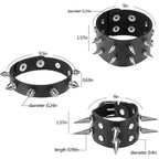 Hicarer 6 Pcs Spiked Studded Bracelets Punk Leather Rivets Bracelet Cuff for Men Women Halloween Accessories(Classic Style)