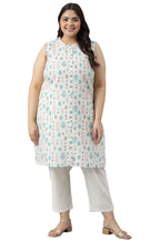 Aurelia Women'S Off-White Floral Printed Plus Size Kurta With Trousers