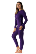 #followme Women's Thermal Henley Onesie Union Suit 6743-PRP-S Purple