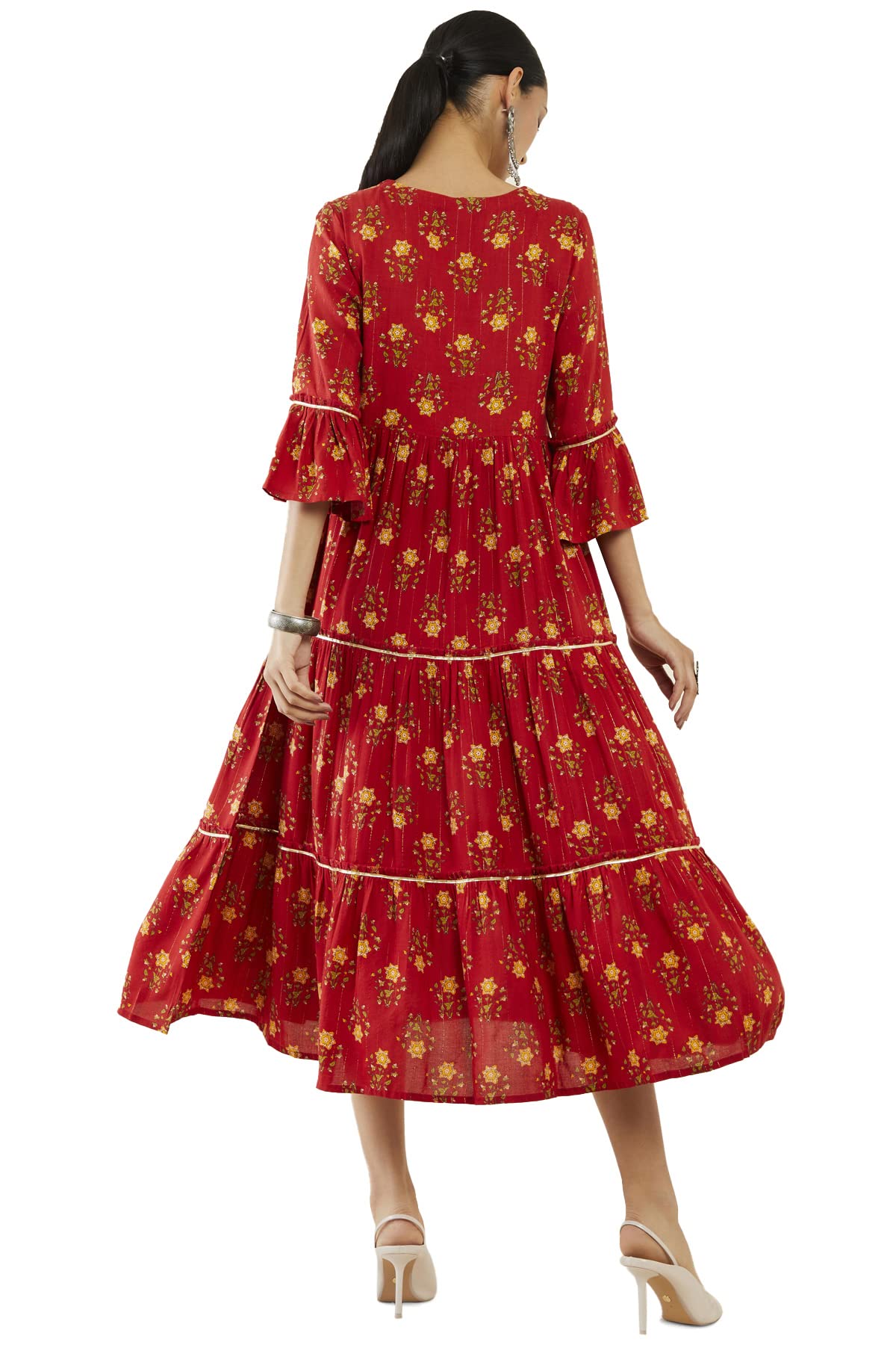 Soch Women Red Rayon Embroidery Kurta