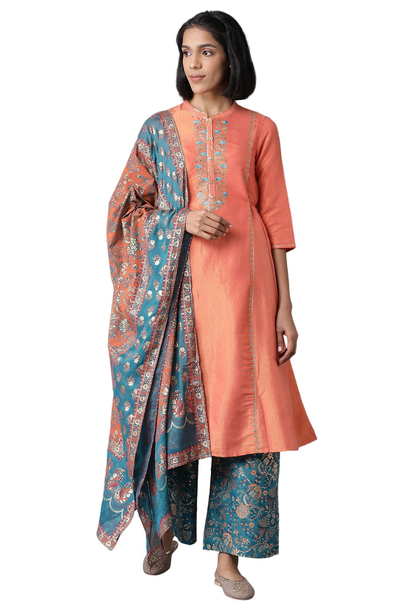 Aurelia Women'S Rayon Blend Kurta, Pants & Dupatta (21Auas12602-702296_Bud_Xs)