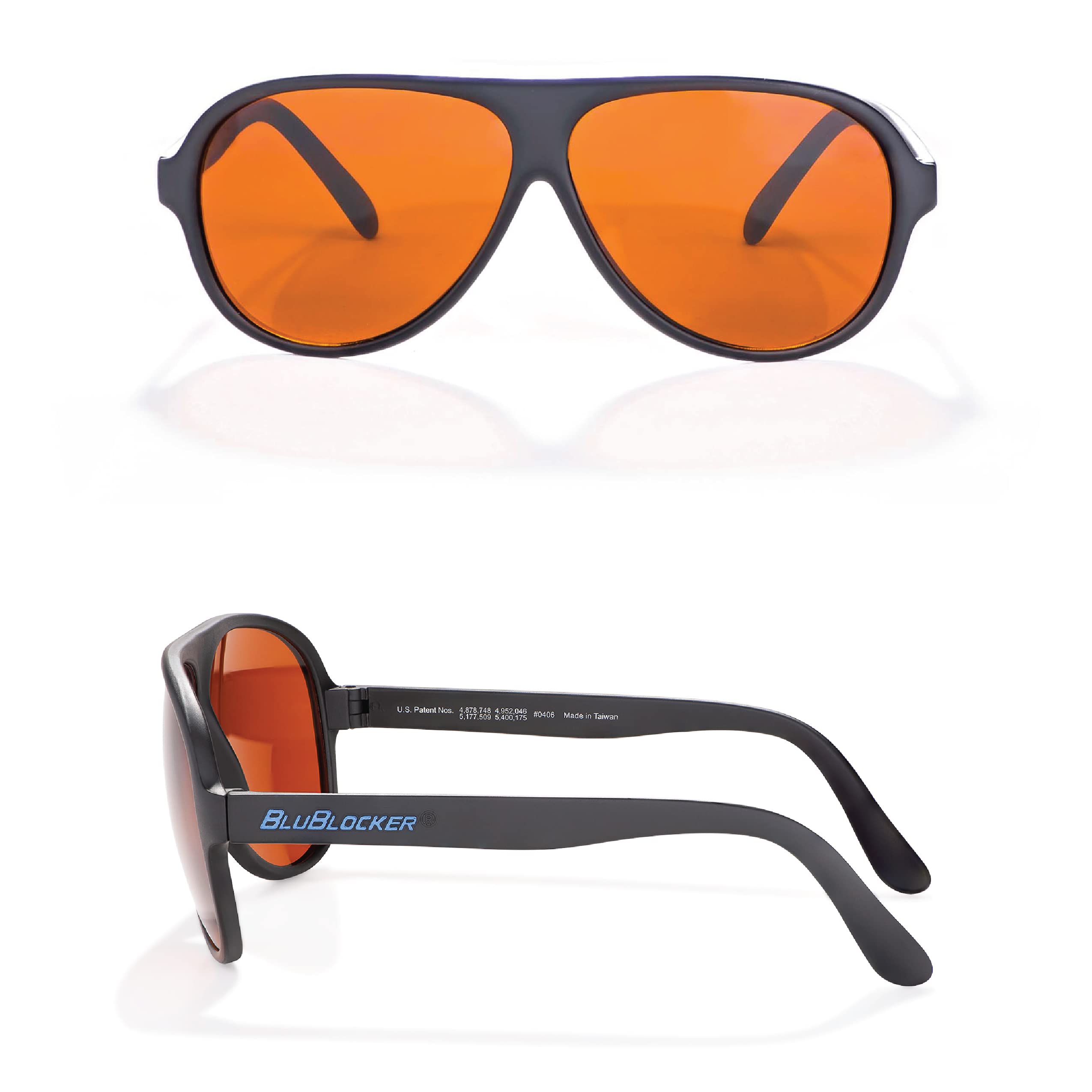 BluBlocker, Black Original Aviator Sunglasses with Polarized, Scratch Resistant Lens | Blocks 100% of Blue Light and UVA & UVB R