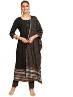 Libas WomenS Viscose Rayon Salwar Suit Set (Gs747_Black_S)