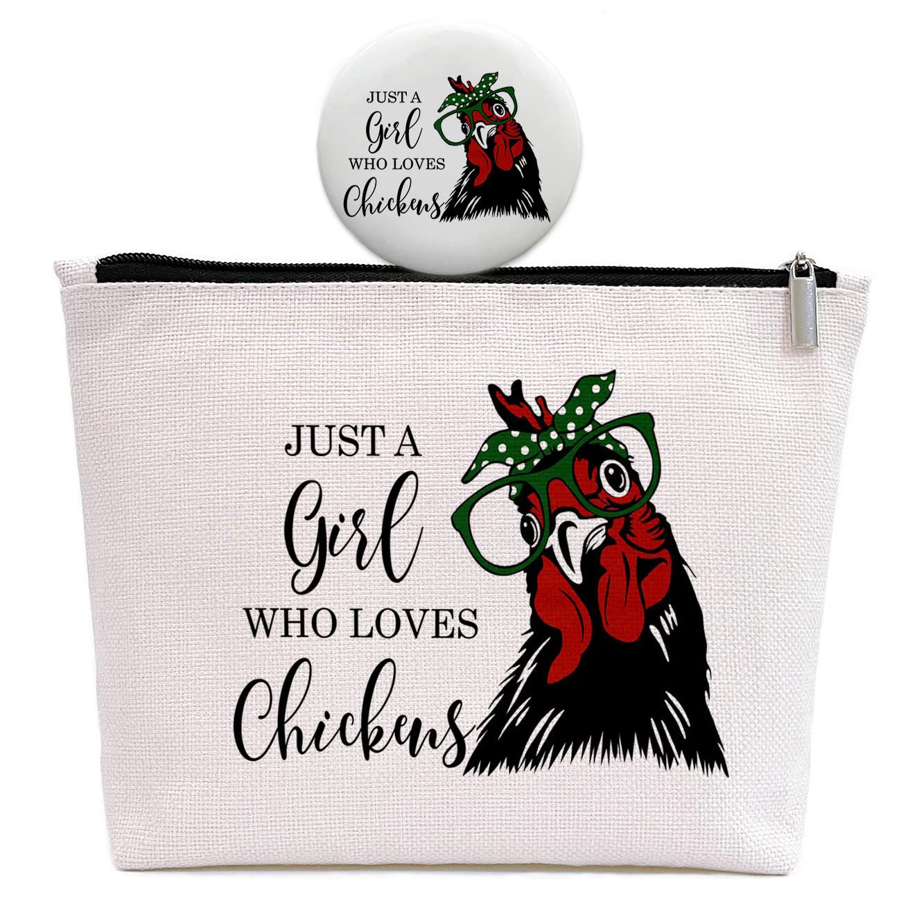 GevGuxLuo Chicken Gifts for Chicken Lovers, Chicken Makeup Bag for Women with Mirror, Chicken Birthday Gifts for Daughter Sister