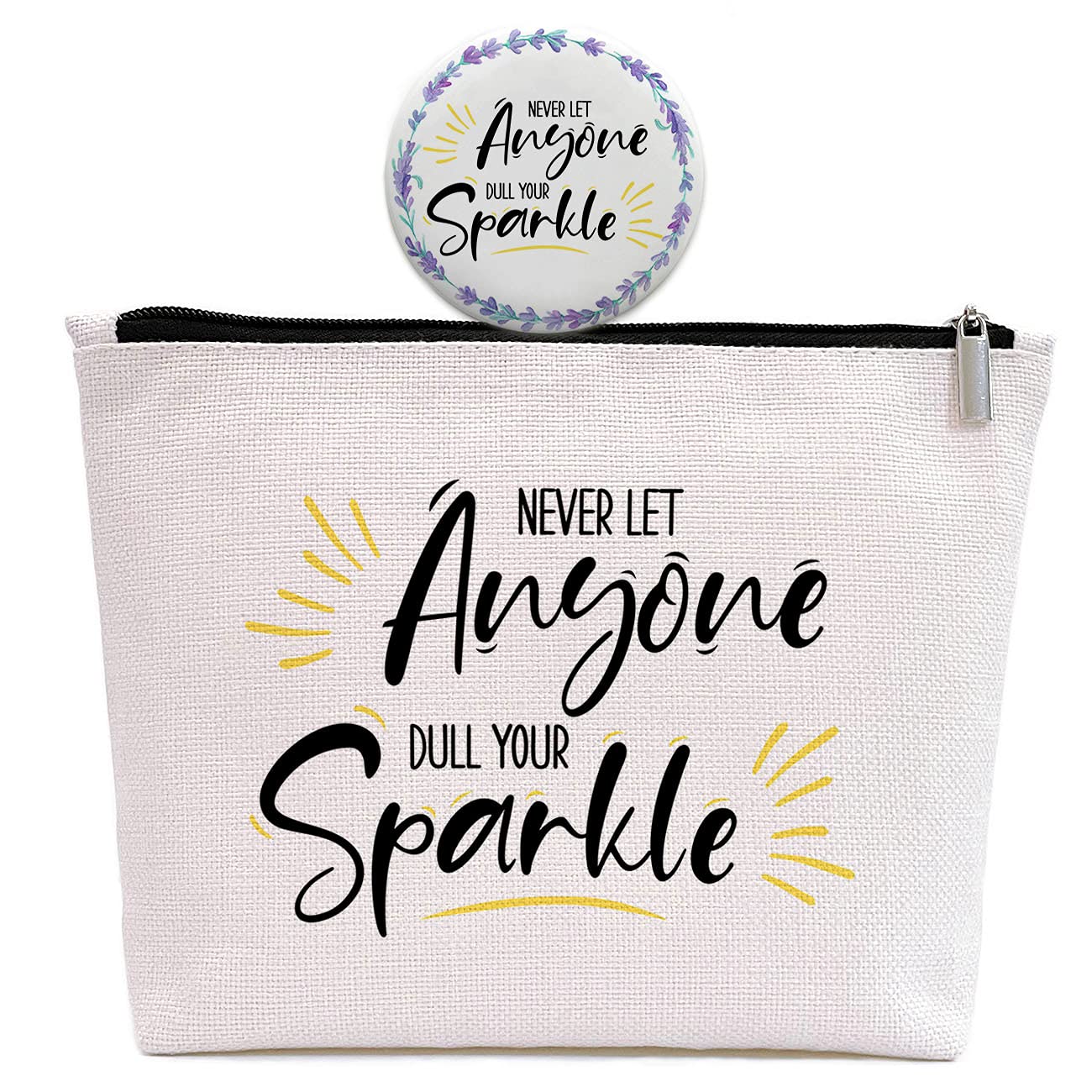 Inspirational Quote Gift for Women -Birthday Graduation Gift for Best Friend Sister -Makeup Bag Gift -Never Let Anyone Dull Your