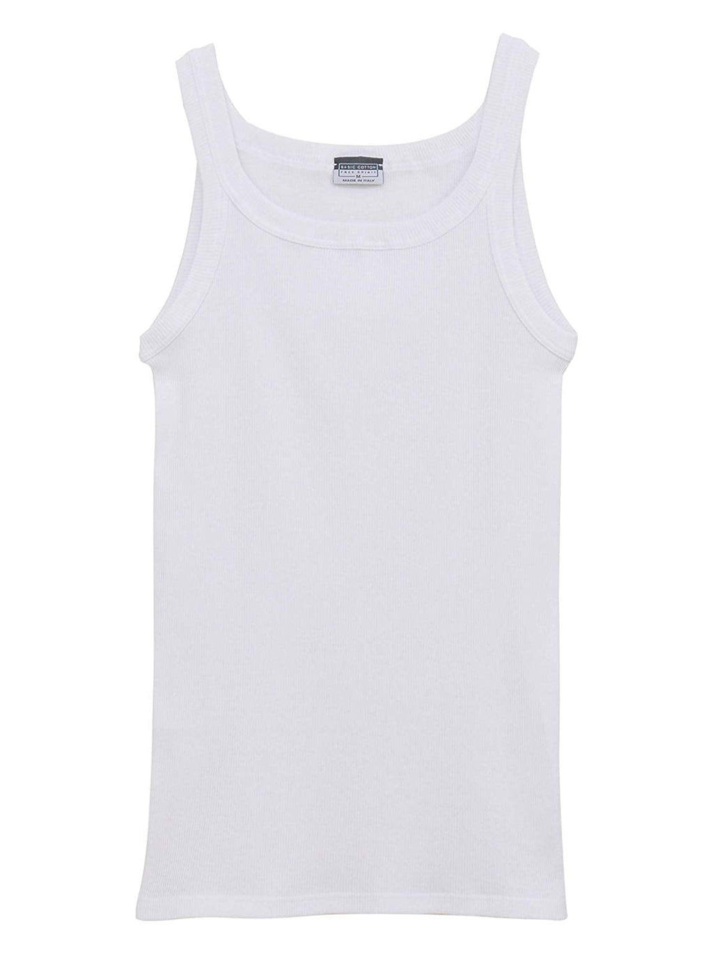 BASIC COTTON Free Spirit Premium Quality 100% Ribbed Cotton Men's Muscle Shirt Made in Italy (901)