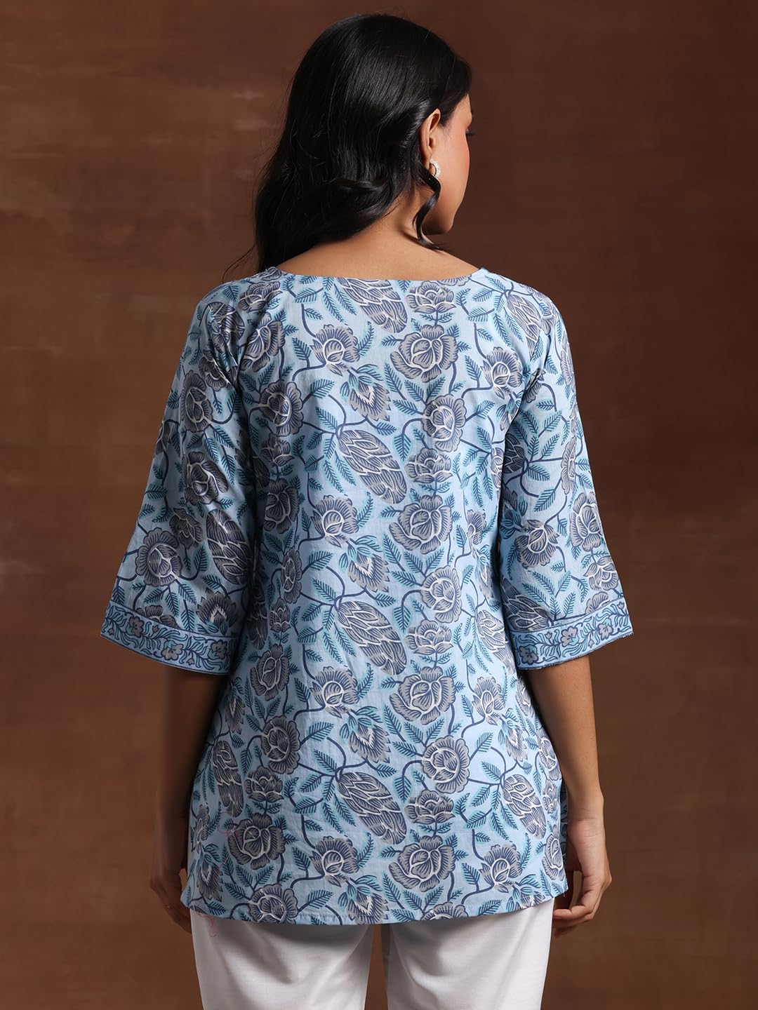 Libas WomenS Cotton Printed Straight Kurti (26858R Blue