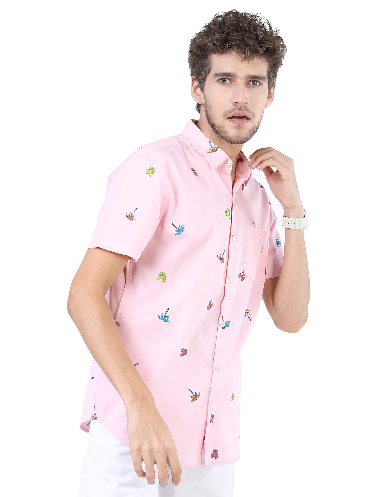 Ketch Mens Lt Pink Slim Fit Shirt