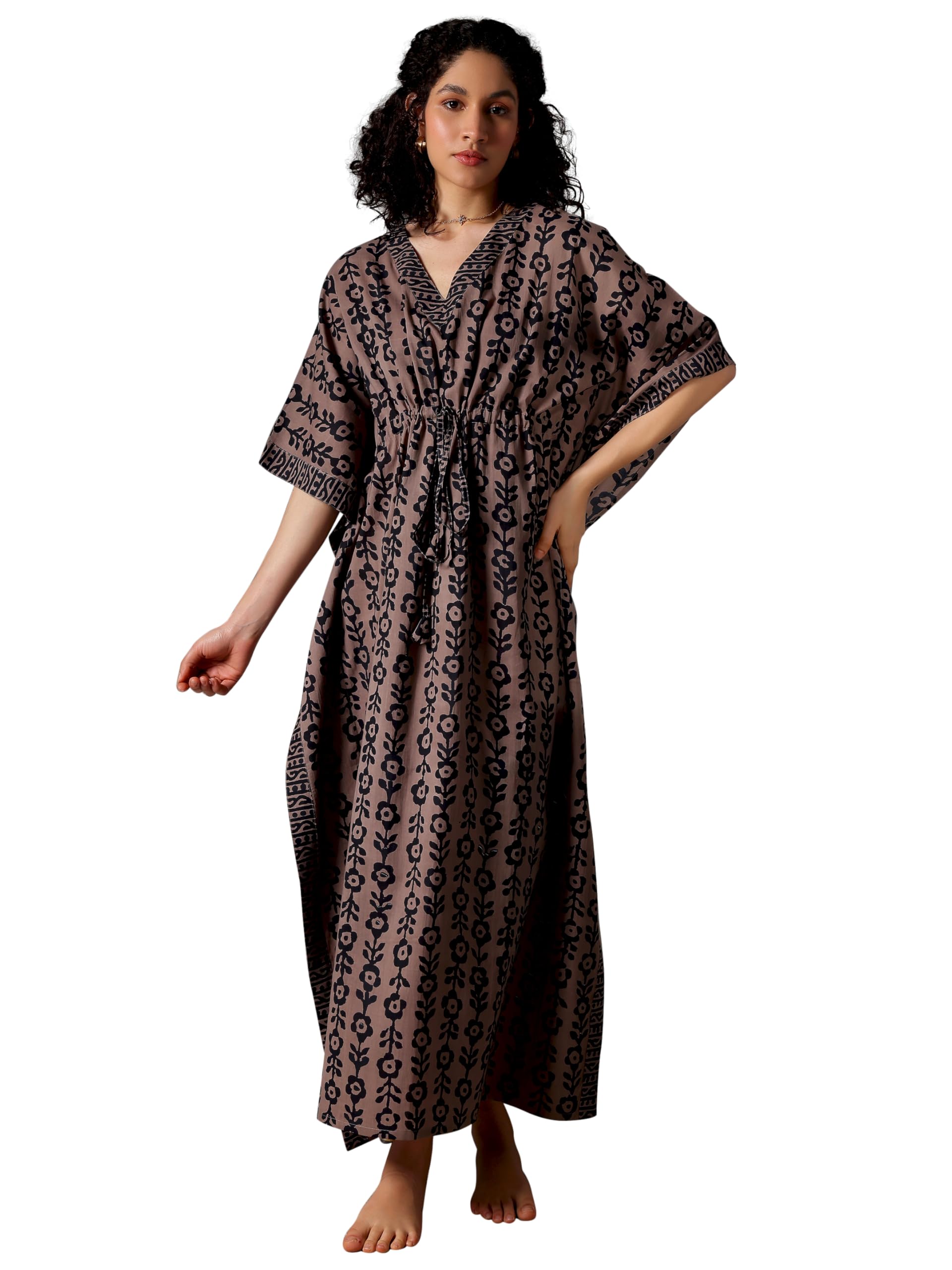 Libas WomenS Cotton Maxi Night Dress (50269_Black_Onesize)