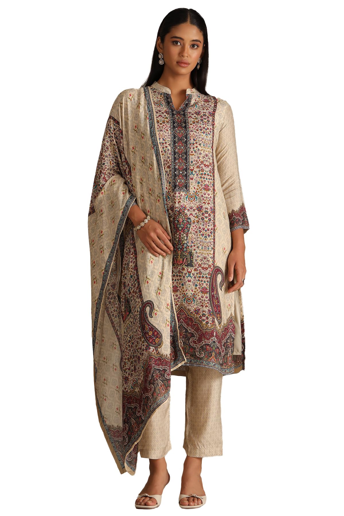 Soch Women Viscose Muslin Ethnic Motifs Suit Set with Sequins