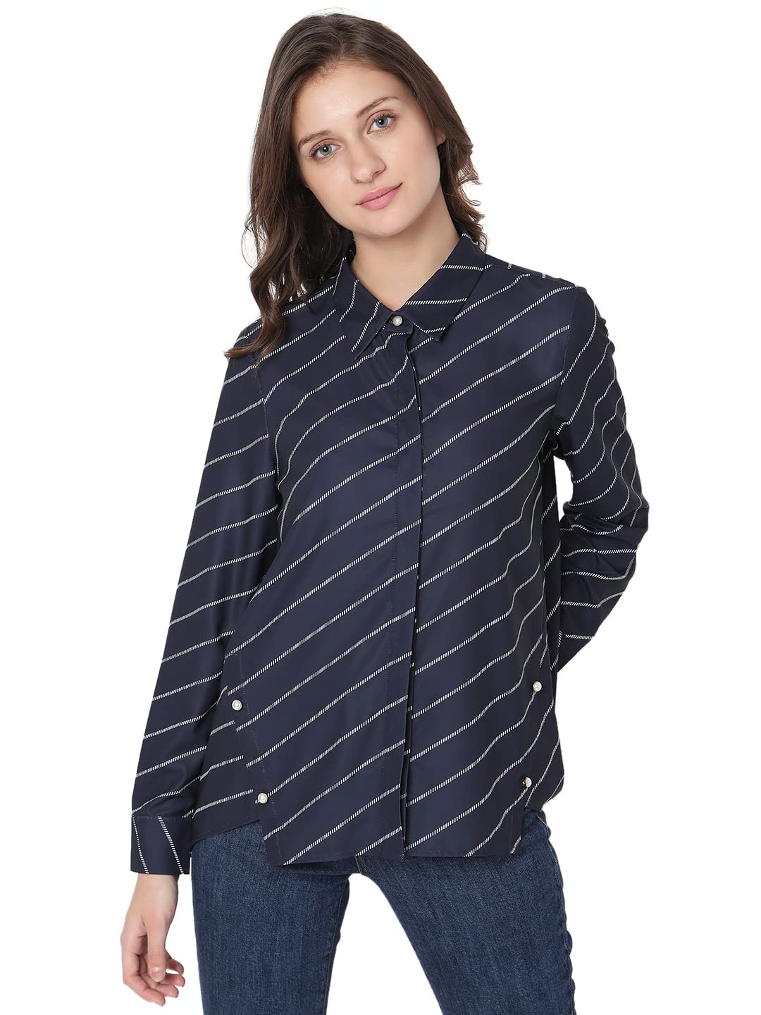 Vero Moda Regular Fit Shirt(10299098_Navy Blazer_Xs)