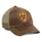Ariat Men's Oilskin Mesh Hat, Brown, One Size
