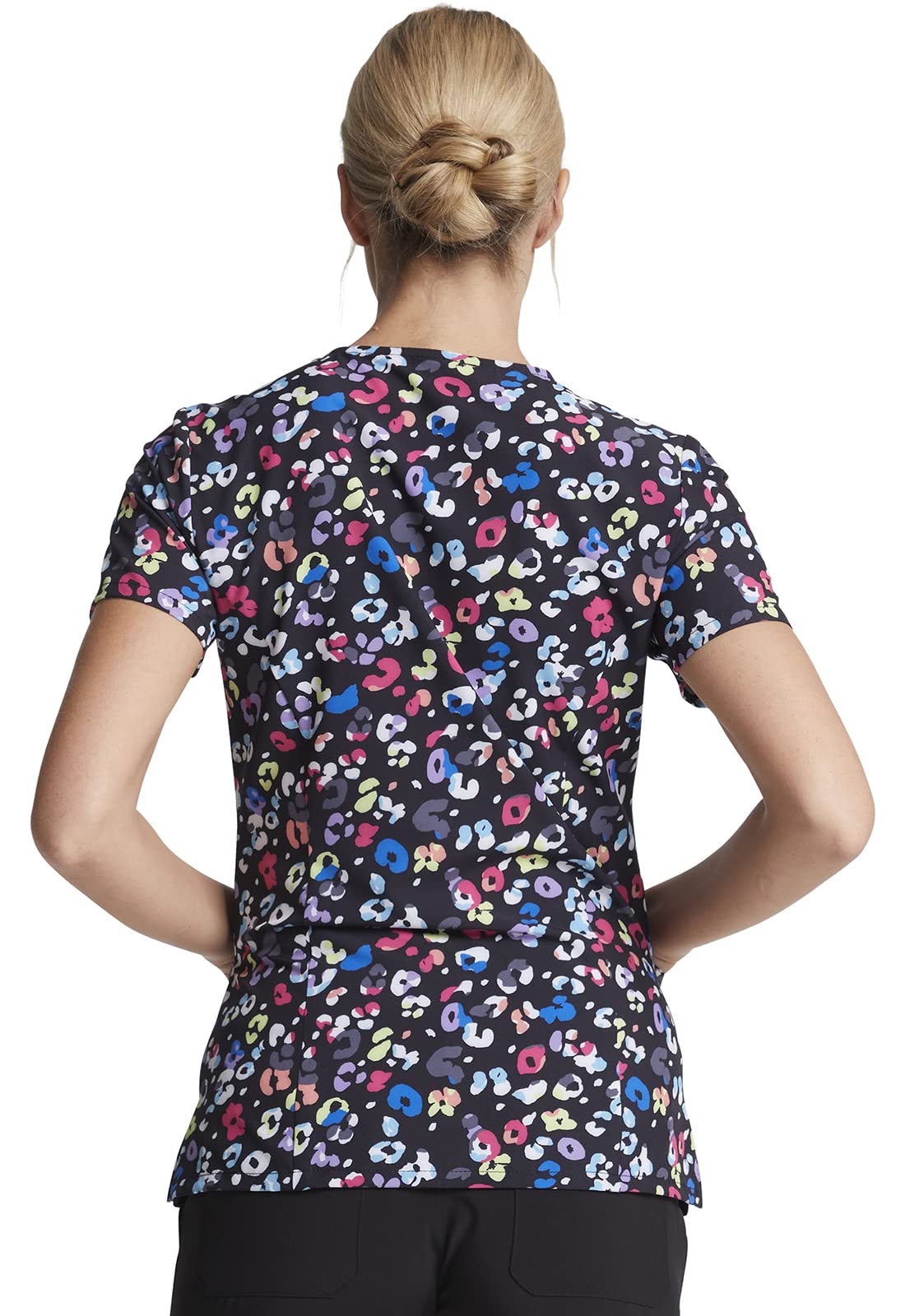 Dickies EDS Women Scrubs Top V-Neck Print DK616, XS, Safari Pop