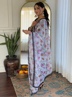 Naixa WomenS Black Rayon Embroidered Straight Kurta With Rayon Pant And Taby Printed Dupatta Sets