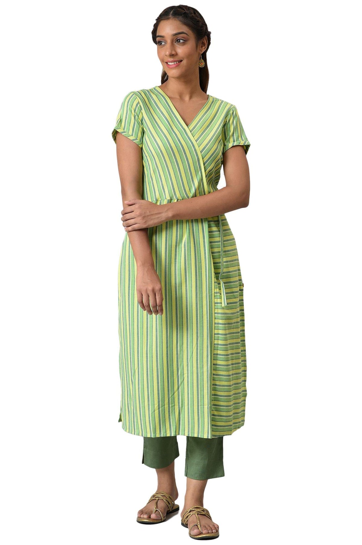 Aurelia WomenS Cotton Regular Kurta (22Aua13360-702577_Green