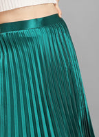 Kzully | Elegant Ensemble Satin Midi Skirts For Women & Girls Green