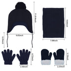 Hicdaw 6PCS Toddler Winter Hats and Baby Mittens Gloves Neck Warmer Set Baby Winter Hat Scarf Gift for Kid Boys Girls(Navy)