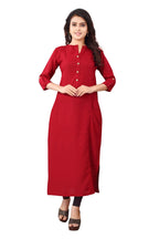 Dhruvi Trendz Women'S Slubrayon Straight Kurta (Dt-K2237-M_Red_Medium)