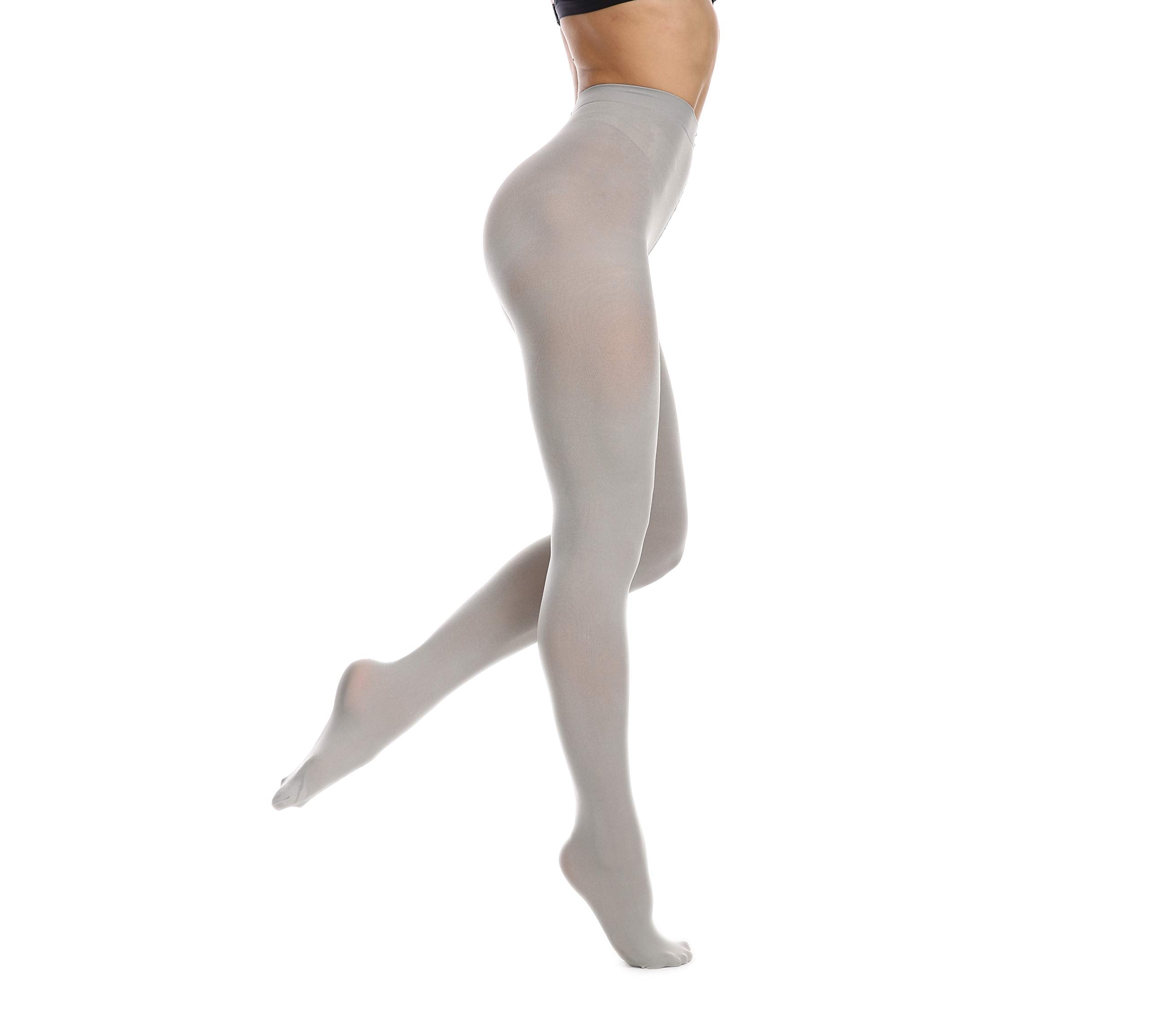 Frola Women's 80 Denier Soft Semi Opaque Solid Color Footed Pantyhose Tights(XX-Large,Gray)