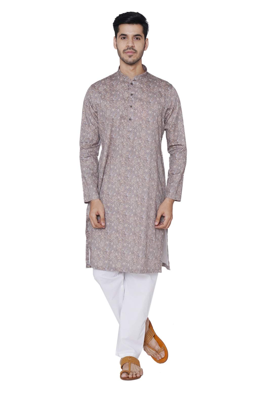 Manyavar Elegant Printed Kurta for Men - (Walnut Brown, X-Large)