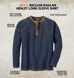 Legendary Whitetails Men's Recluse Henley Long Sleeve Brushed Cotton Shirt, Navy, Medium