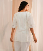 Libas WomenS Cotton Embroidered Straight Kurti (37152R_White