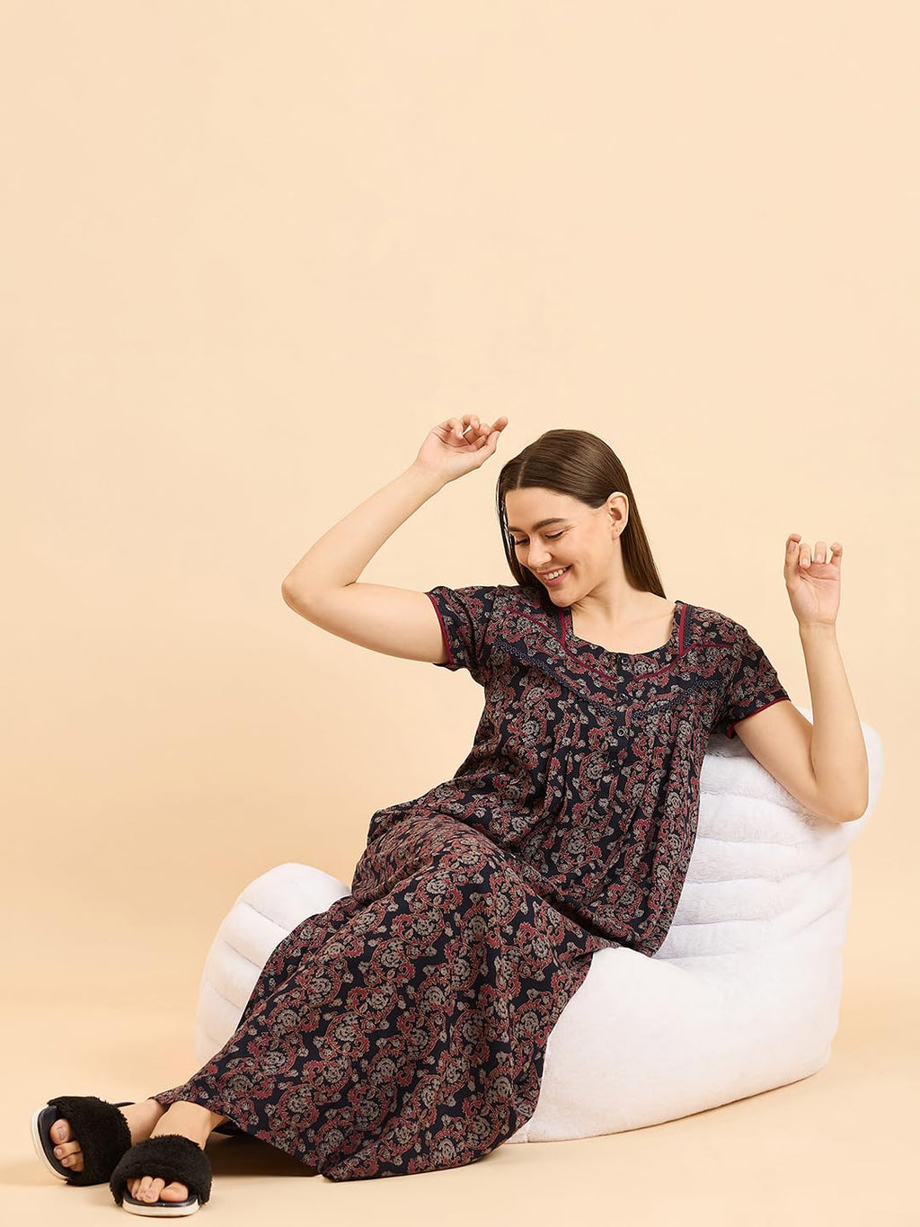 Sweet Dreams Women'S Cotton Classic Maxi Casual Dress (Ocw-3597 Navy Blue