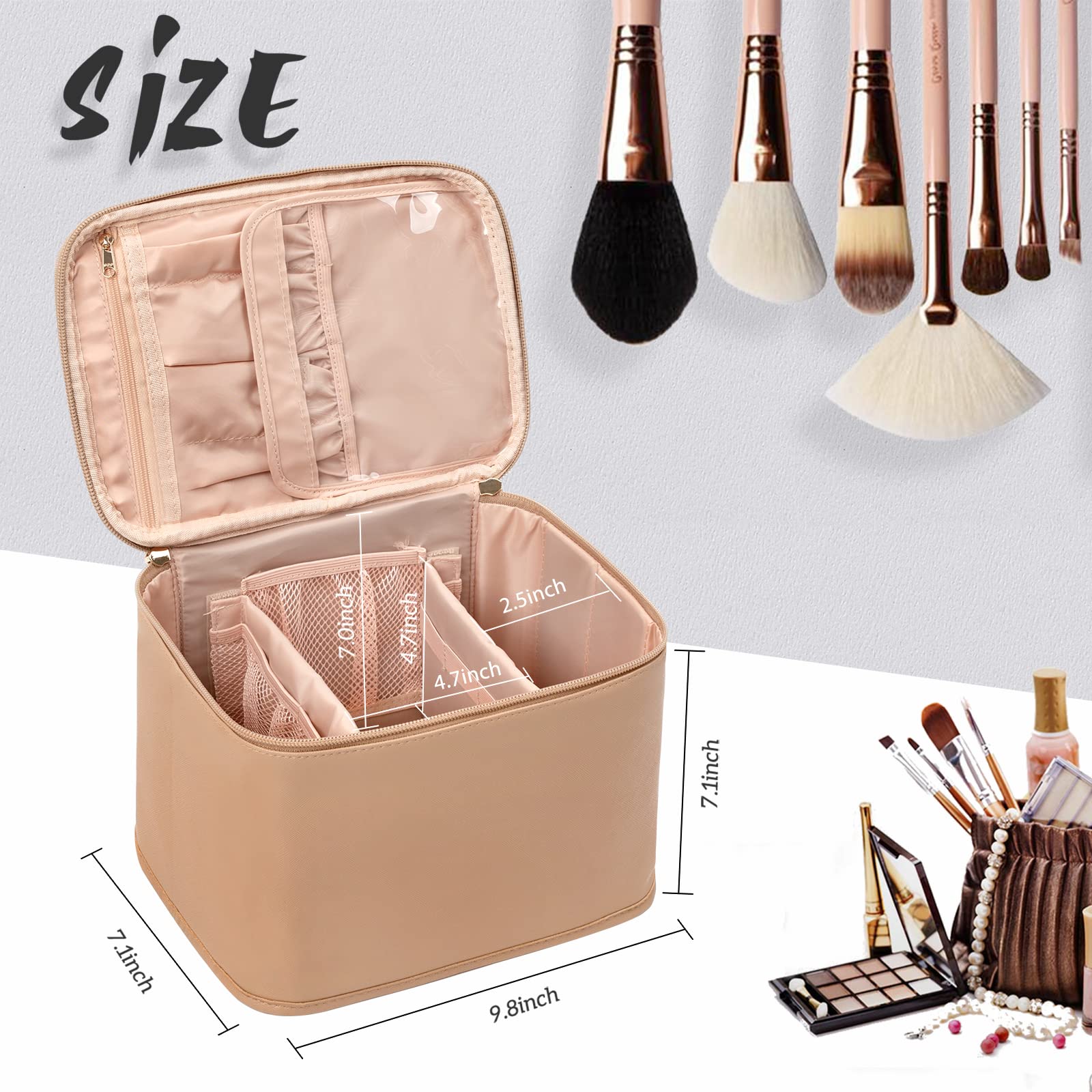 OCHEAL Makeup Bag,Large Travel Makeup Bag Organizer Cosmetic Bags for Women Washable Make Up Bag Makeup Organizer Case with Divi