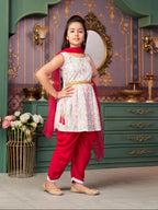 Aarika Girls Ethnic Wear Maroon-White Colour Sequin Embroidery Lace Work Polycrepe Kurti Patiala Set With Dupatta-3-13 Years (Pt