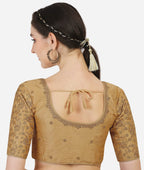 Pujia Mills Womens Phantom Silk Flower Half Sleeve Saree Blouse