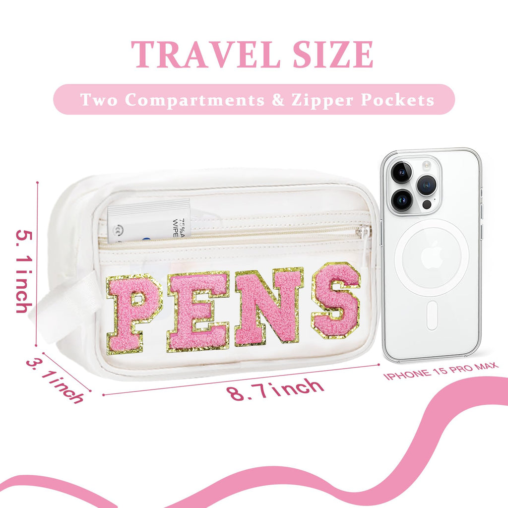 COSHAYSOO Clear PENS Makeup Bag for Women Lady Work Office Cosmetic Accessories Stuff Organizer