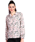 POPWINGS Printed Full-Sleeves Regular-Fit Polyester Printed Shirt for Women Stylish Western Casual Wear