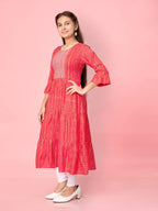 Aarika Girls Cotton Regular Tunic Shirt (New_KURTI-K-601_Red