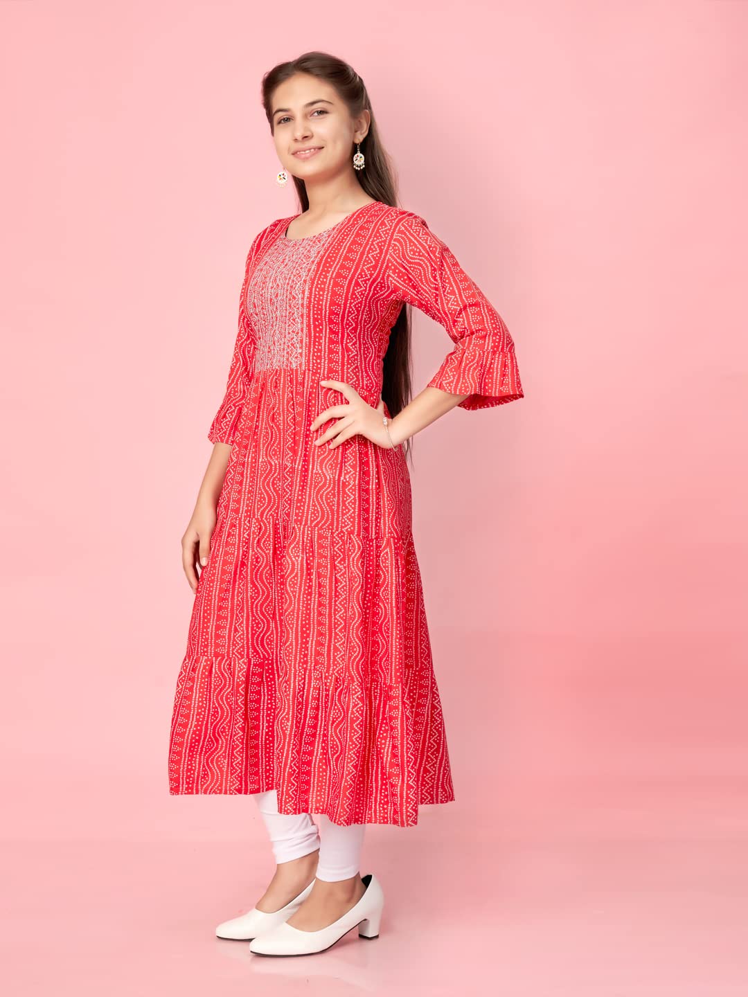 Aarika Girls Cotton Regular Tunic Shirt (New_KURTI-K-601_Red