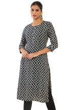 Soch Women Black Rayon Geometric Kurta (8907715946468_Black_M)
