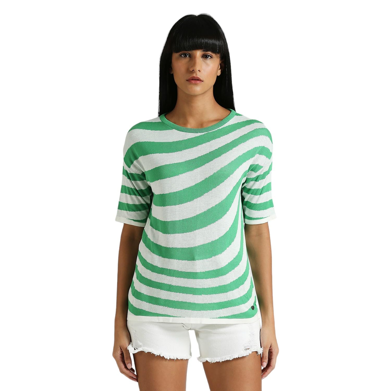 Sera Wavy Stripe Flat Knit Top