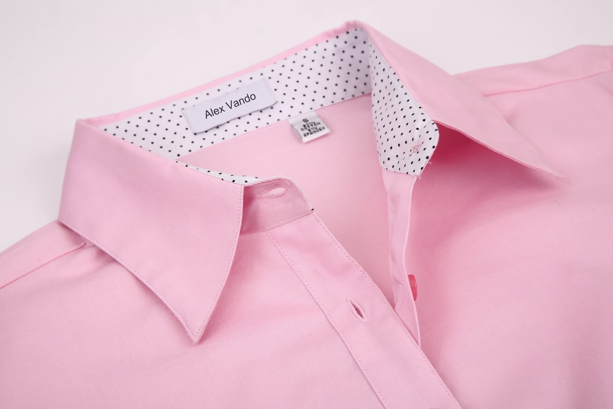 Alex Vando Womens Dress Shirts Regular Fit Long Sleeve Stretch Work Shirt,Pink,S