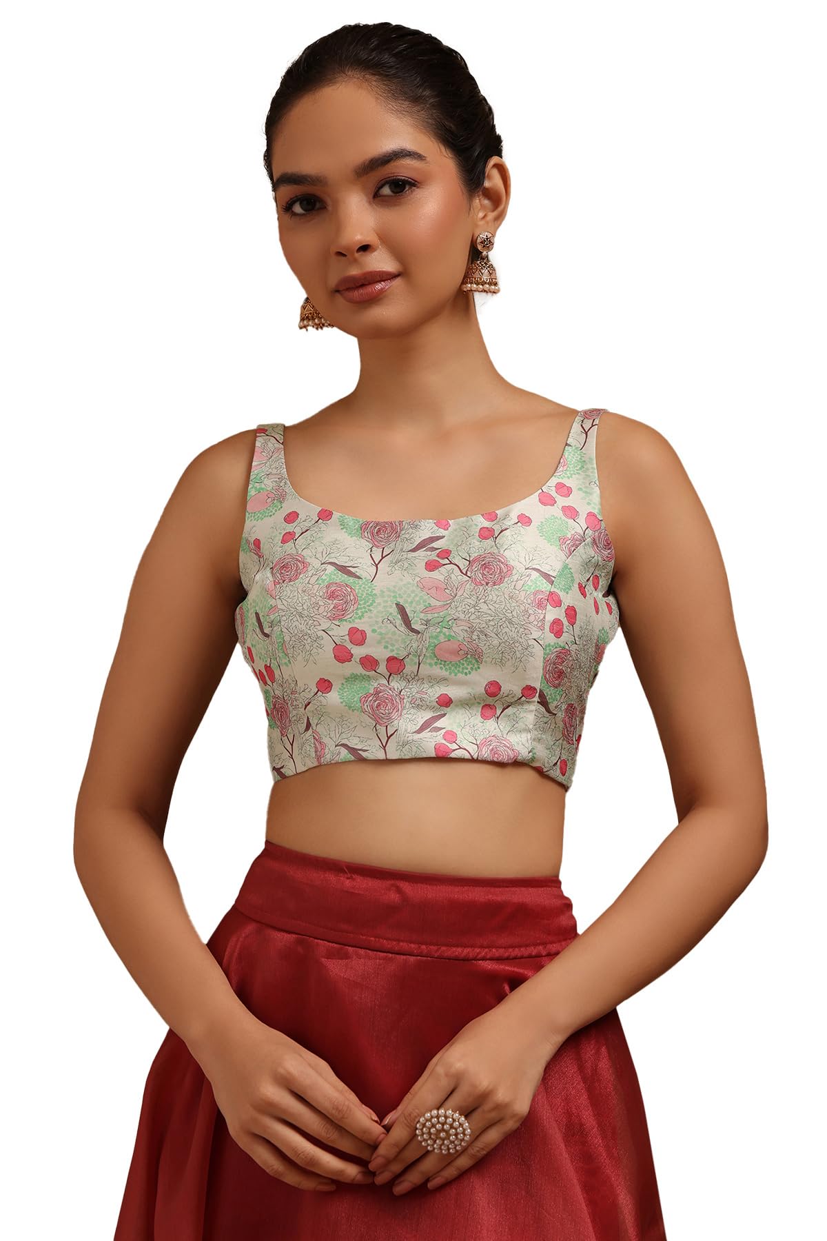 Soch Women Art Silk Floral Print Padded Blouse