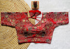 Vihu Fashion Womens Blouse Readymade Blouse Embroidery Multi Coding Gold Thread Blouses Handwork Red Color Readymade Saree Blou