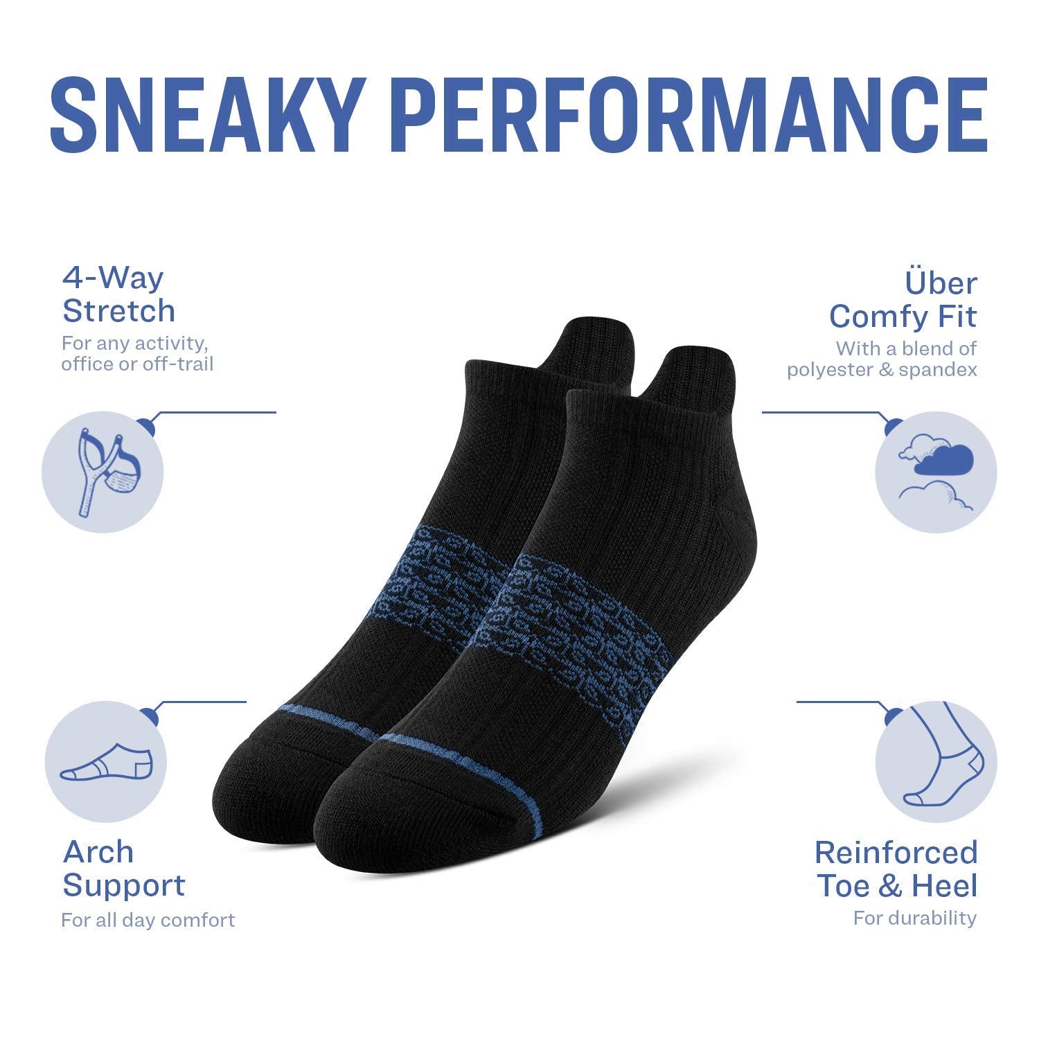 Pair of Thieves Mens Athletic Performance Socks - 6 Pack Cushioned Low Cut Socks for Men