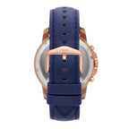 Fossil Men's Grant Quartz Stainless Steel and Leather Chronograph Watch, Color: Rose Gold, Navy (Model: FS4835)