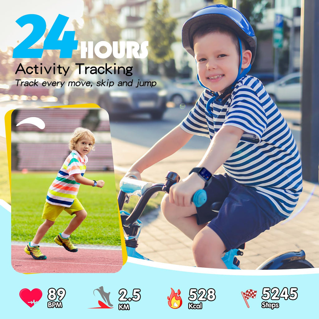 YOUSOKU Kids Smart Watch Girls Boys, Fitness Tracker for Kids, 1.5 Inch DIY Dials, 19 Sport Modes, Sleep Monitor, Pedometers, He