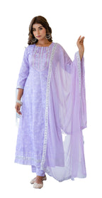 Lookmark Women'S Kurta Set In Light Purple Color And Cotton Blend Fabric With Pant And Dupatta (Az-Lm-P6-Ks2154-Xxl)