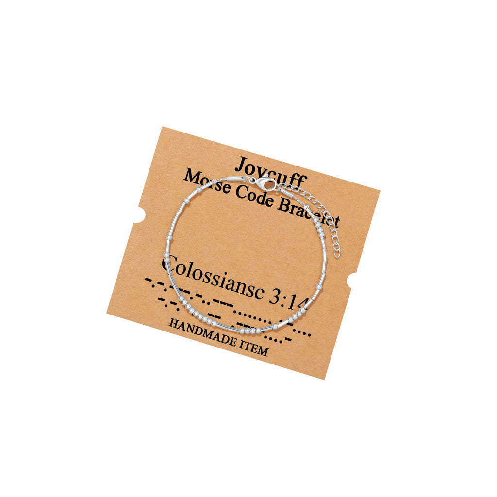 JoycuFF Christian Gifts for Women, Inspirational Morse Code Bracelets Bible Verse Religious Gifts for Her Teen Girls Birthday Ch