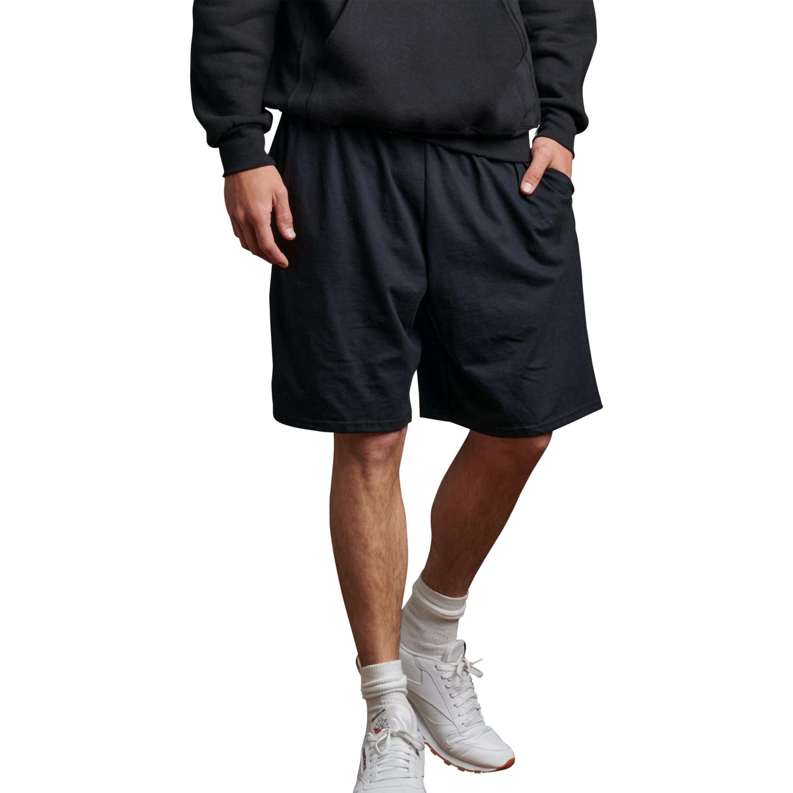 Russell Athletic Mens Cotton & Jogger with Pockets Short, Basic Cotton - Black, X-Large US