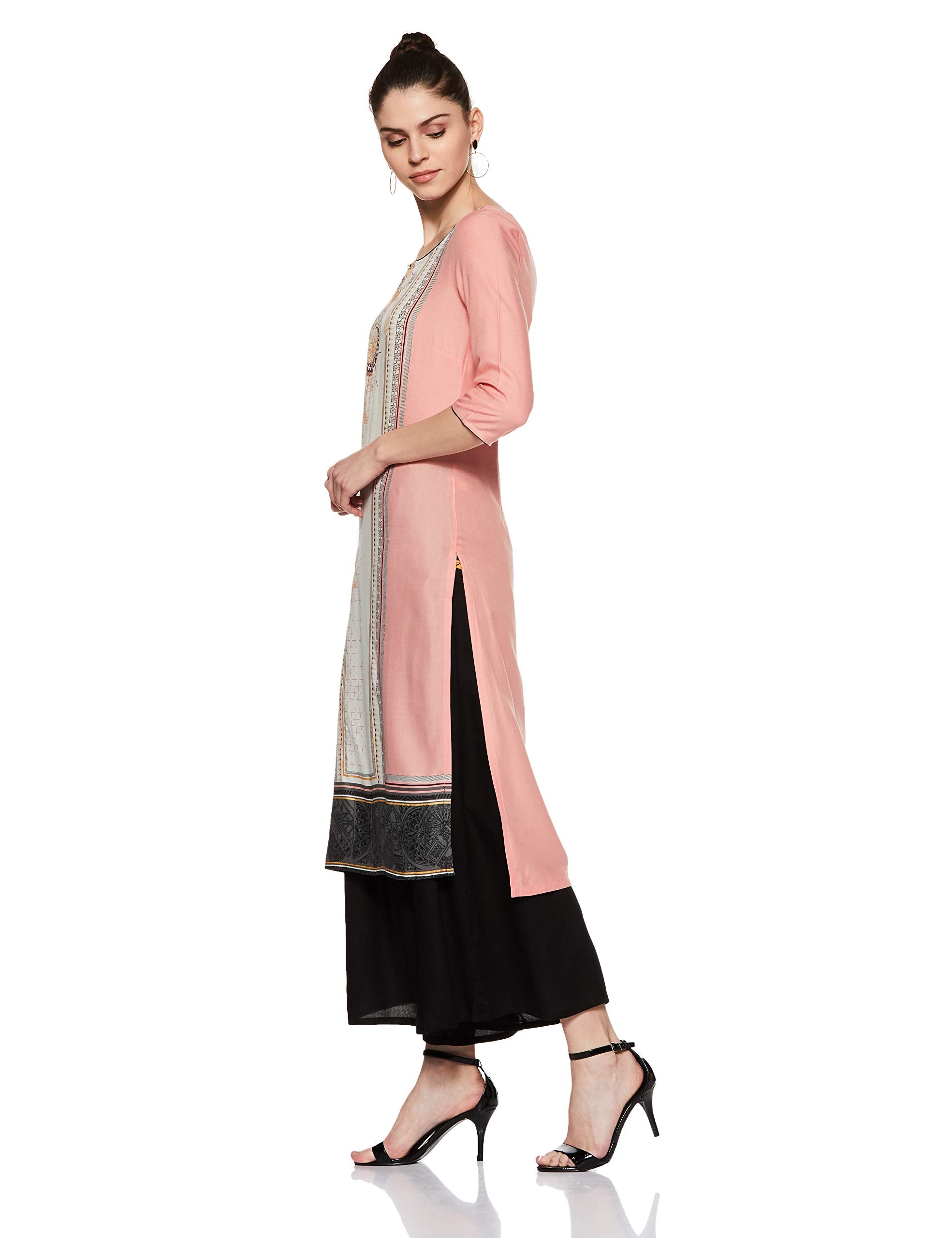 Aurelia Women'S Straight Fit Kurta (18Fek13641-63076_L_Pink)