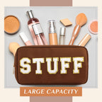 4 Pcs Preppy Makeup Bag Chenille Letter Nylon Cosmetic Bag Makeup Organizer Bag Toiletry Cosmetic Case Preppy Bag with Zipper St