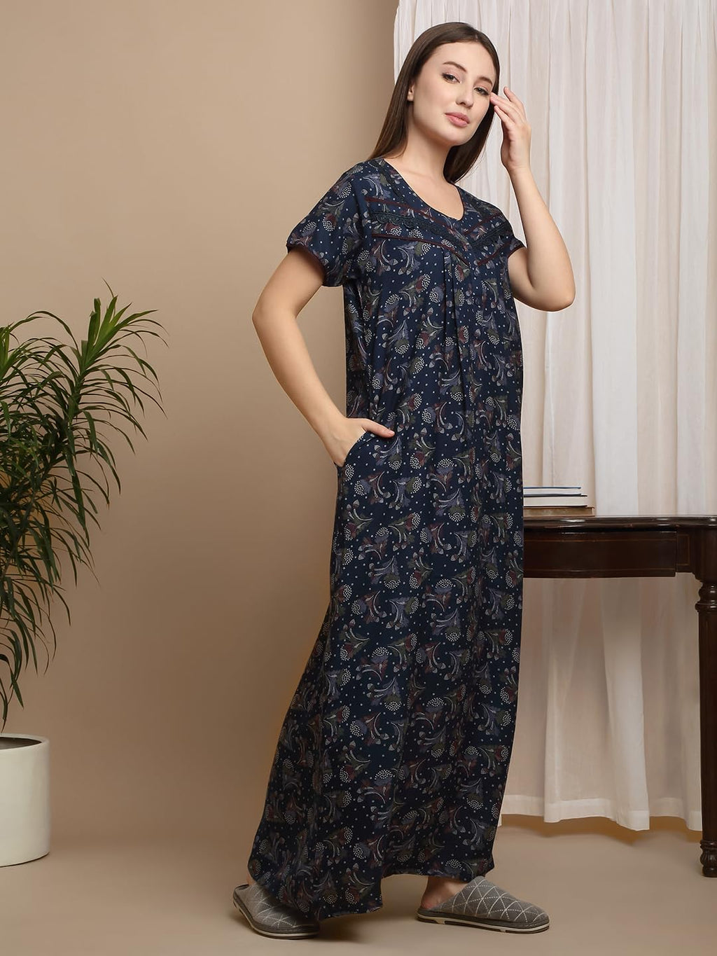 Sweet Dreams Women'S Rayon Blend Night Dress Maxi Ff-2609Gx